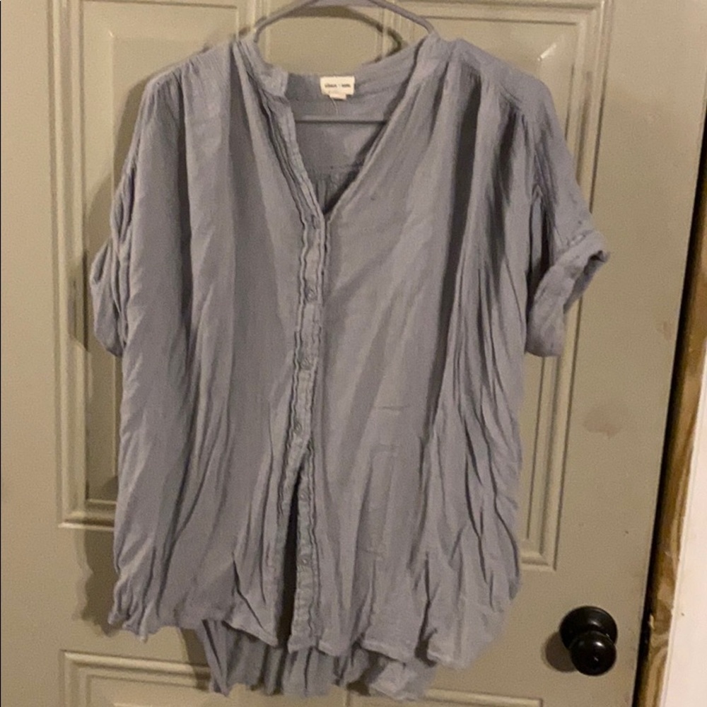 Urban Outfitters Crinkly Blue Blouse